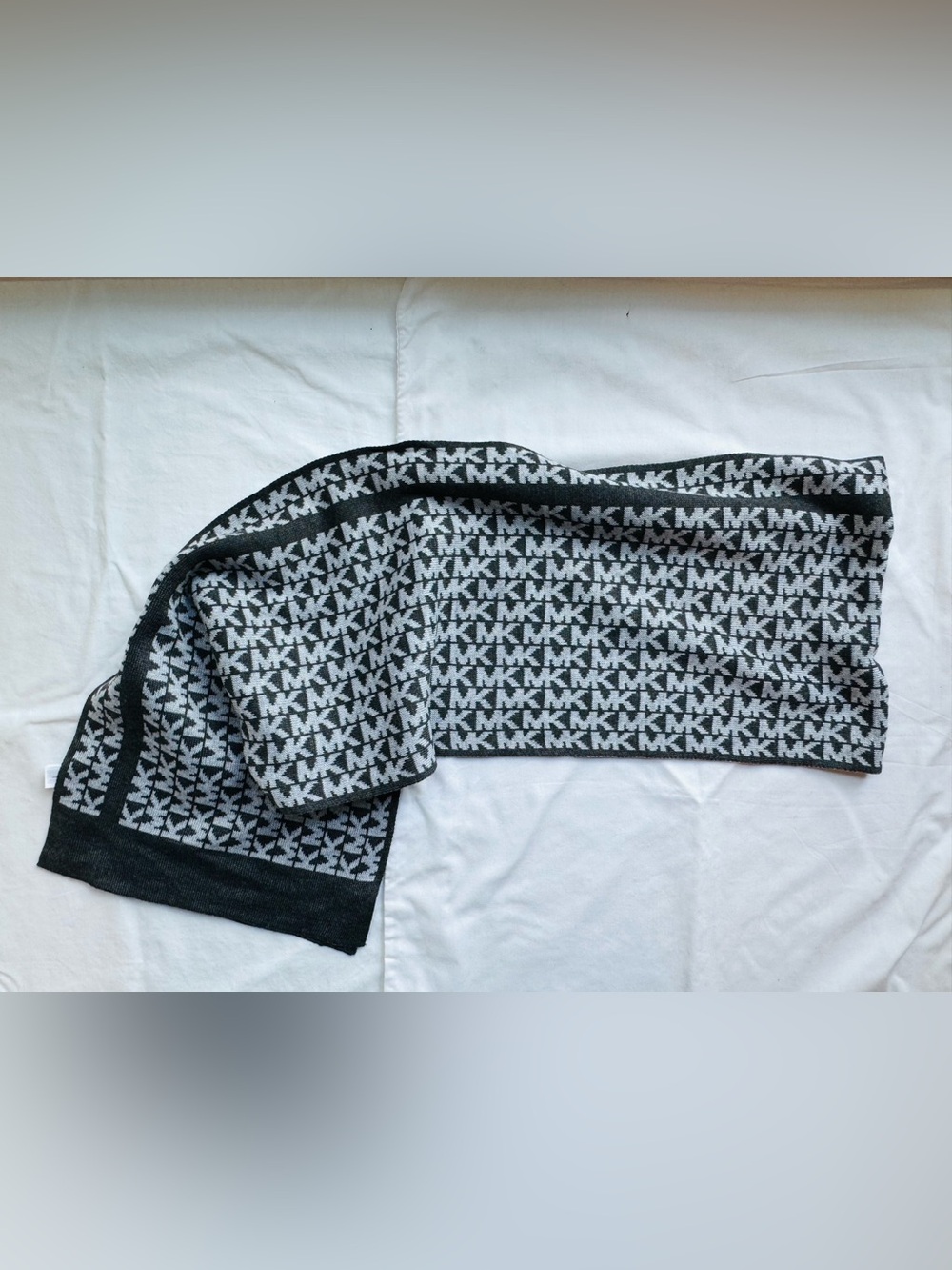 Michael Kors Black and White Logo Knit Scarf